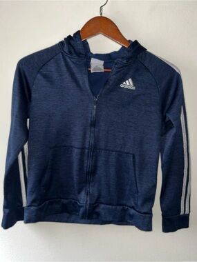 adidas Kids Navy Blue Full-Zip Hooded Jacket